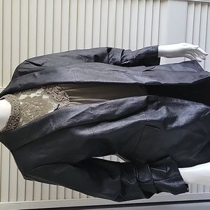 Cato Womans Sz. M Faux Leather Jacket Scrunched Sleeve Look